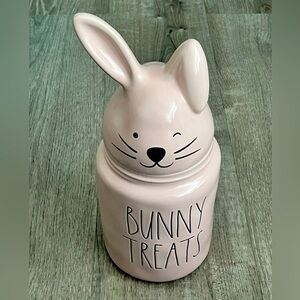 Rae Dunn Bunny Treats Pink Cookie Jar Canister Easter